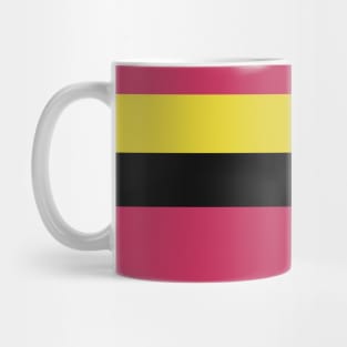 A matchless blend of Anti-Flash White, Raisin Black, Almost Black, Dark Pink and Piss Yellow stripes. Mug